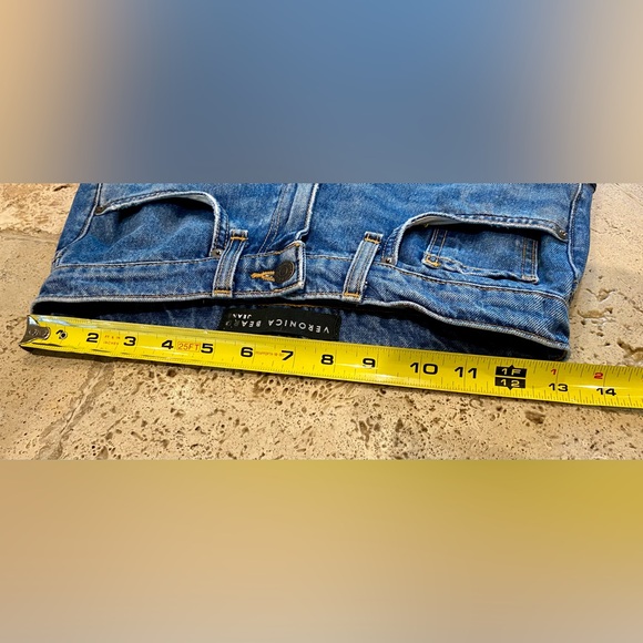 Veronica Beard Ines High Rise Girlfriend Straight Leg Ribbon Detailing Jeans 24 - Picture 6 of 8